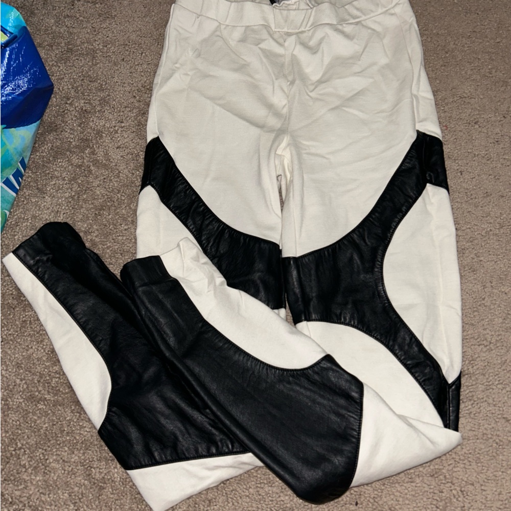 White & pleather leggings